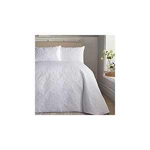 Serene - Housse de Couette Blanche avec Broderie Papillon - Lit Super King Size (260 x 220 cm) - Blanc gaufré - Papillons - Literie Traditionnelle de Luxe - Collection Butterfly Garden