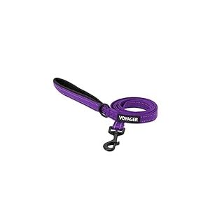 Voyager Laisse r&eacute;fl&eacute;chissante pour chien avec poign&eacute;e en n&eacute;opr&egrave;ne, 1,5 m de long, convient aux chiots de petite, moyenne et grande race, mignonne et robuste pour la marche, la course et le dressage - Violet (Leash), S