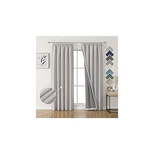 Joydeco 100% Rideau Occultant Thermique en Lin avec Galon Fronceur 140x245 cm 2 Pi&egrave;ces, Rideau Isolant Thermique Anti Froid et Chaleur &agrave; Passe Tringle pour D&eacute;coration de Porte Fen&ecirc;tre