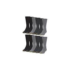 GOLDTOE Harrington Crew Socks, Multipairs Chaussettes, Anthracite/Gris Clair/Noir (12 Paires), Large (lot Homme