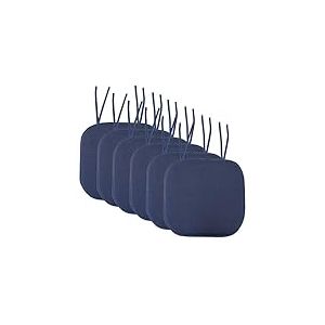 Sweet Home Collection Lot de 6 Coussins de Chaise en Mousse à mémoire de Forme avec Attaches Motif nid d'abeille Dos en Caoutchouc antidérapant 40,6 x 40,6 cm Bleu Marine