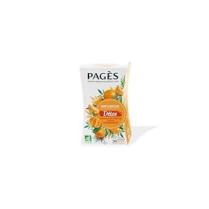 Pagès - Infusion BIO Détox - Romarin, Frêne, Menthe Douce, Frêne, Saveur Mandarine - Recette Drainante - Boîte de 20 Sachets, 100% Végétal