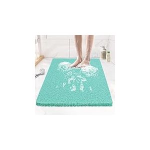 Joyhalo Shower Mats for Showers Anti Slip for Elderly, 24'' x 17'' Non Slip Bath Mat for Inside Shower, Bath Tub Mats for Bathroom Non Slip for Shower, PVC Loofah Bathroom Mats, Aqua