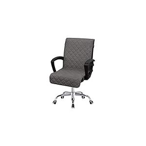 Easy-Going Housse de Chaise de Bureau réversible, résistante à l'eau et en Microfibre Douce, matelassée, avec Boucle antidérapante pour Fauteuil ou Chaise sans accoudoirs (Taille M, Gris/Gris foncé)