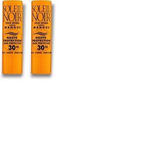 Soleil Noir - Stick L&egrave;vres Go&ucirc;t Mangue - SPF 30, Haute Protection Solaire - Nourrit, Hydrate, Prot&egrave;ge - Huile de Macadamia, Beurre de Karit&eacute; - Fabrication Fran&ccedil;aise - 4g (Lot de 2)