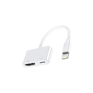 Adaptateur Lightning AV num&eacute;rique 1080P [Certifi&eacute; Apple MFi] iPhone HDMI Adapter TV Lightning vers HDMI C&acirc;ble Plug and Play pour iPhone 14/13/12/SE/11/XS/XR/X/8/7 vers TV/HDTV/Monitor/Projector, Blanc