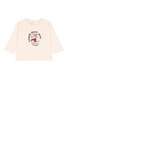 Petit Bateau Tee-Shirt Manches Longues Bébé garçon, Blanc Avalanche / Rouge Harissa, 6 mois