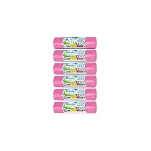 Bottari 60 Sacchi Immondizia 110L 70x110 cm con Laccetti di Chiusura, Viola, Raccolta Differenziata Secco, Sacchi per Spazzatura Resistenti e Riciclati, 6 Rotoli da 10 Pezzi