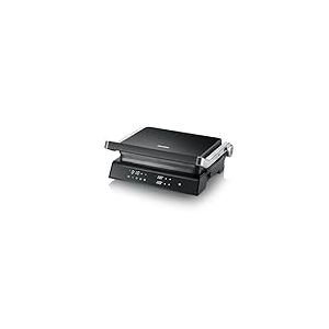 SEVERIN SEVINI COMFORT Multi-gril viande 5 programmes, Gril avec fonction plancha, Gril électrique multifonction pour légumes, steaks et paninis, Plaques avec revêtement céramique, Noir/Inox, KG 2399