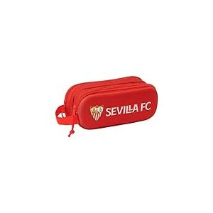 safta Sevilla FC 3D Trousse Double 3D, Trousse pour Enfant, idéale pour Les Enfants d'âge Scolaire, Confortable et Polyvalente, qualité et résistance, 21 x 6 x 8 cm, Couleur Rouge, Rouge, Estándar,