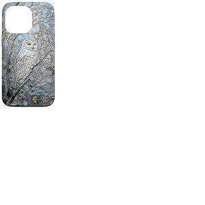 Hibou enneigé blanc amoureux de la neige tachée saison d'hiver Coque pour iPhone 13 Pro