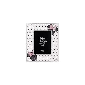 VALENTI & CO. - Disney Mickey et Minnie - Cadre en bois 15 x 20 cm - Cadre photo de table avec d&eacute;tails en argent - Id&eacute;e cadeau pour b&eacute;b&eacute; ou cadeau bapt&ecirc;me - Cadre photo pour chambre d'enfant