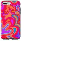 Motif Abstrait Rouge Orange Violet Liquide Tourbillon Coque pour iPhone 7 Plus/8 Plus