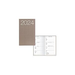 Idena 11031 - Agenda de poche 2024, Ladytimer Graphic marron, 87 x 153 mm, 128 pages, semainier avec couverture souple
