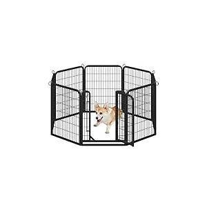 Yaheetech Parc pour Chiens Cage Chenils Chien 8 Panneaux Enclos en m&eacute;tal Cl&ocirc;ture pour Chiot Rongeur Lapin Interieur Barriere Chien avec Porte 80 cm de Hauteur