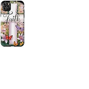 Faith-Cross Papillons floraux Christ Fleurs Religieuse Fille Coque pour iPhone 11 Pro Max