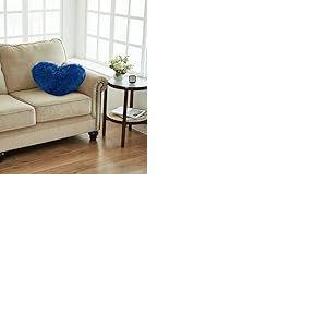 Jenny Sesal - Coussin Fluffy en Forme de c&oelig;ur en Fausse Fourrure de Polaire rembourr&eacute;. Disponible en diff&eacute;rentes Couleurs. (Bleu)