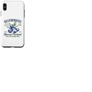 Graphisme rétro de myrtilles juteuses et délicieuses myrtilles sucrées Coque pour iPhone XS Max