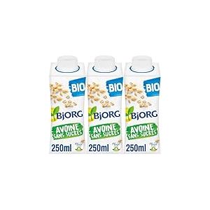 BJORG - Boisson Avoine Sans Sucres ajoutés - Boisson végétale Bio - Format à emporter partout - 3 x 25 cl