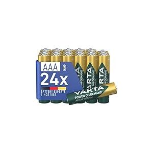 VARTA Piles AAA, rechargeables, lot de 24, Recharge Accu Power on Demand, batterie rechargeable, 1000 mAh Ni-MH, sans effet mémoire, préchargées, prêtes à l'emploi
