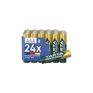 VARTA Piles AAA, rechargeables, lot de 24, Recharge Accu Power on Demand, batterie rechargeable, 1000 mAh Ni-MH, sans effet mémoire, préchargées, prêtes à l'emploi [Exclusif sur Amazon]