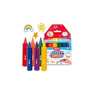 Zimpli Kids 6 Grands Crayons de Bain, Jouets de Bain lavables et colorés pour Enfants, Jouets créatifs pour la Douche, Cadeaux pour Enfants, Cadeaux d'art et d'artisanat pour garçons et Filles