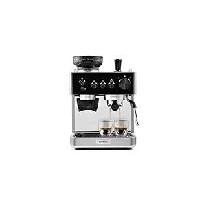 Machine à Espresso Barista Classic Breville - Cafetière à Grains avec Moulin à Café et Mousseur à Lait Intégrés - Pompe Italienne 15 Bars - Noir et Argent - Vcf186X