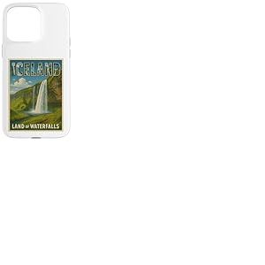 Poster Souvenir de Voyage Vintage Cascade d'Islande Coque pour iPhone 15 Pro Max