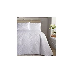 Serene - Housse de Couette brodée de Papillons Blancs - Lit Simple (140 x 200 cm) - Housse de Couette Blanche en Relief - Papillons - Literie Traditionnelle de Luxe - Collection Butterfly Garden