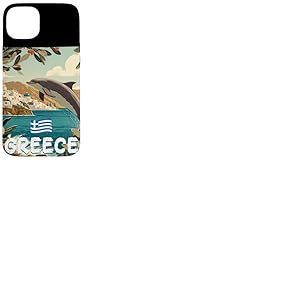 Superbe Costume de Dauphin Grec avec Vue sur la Gr&egrave;ce Coque pour iPhone 15 Plus