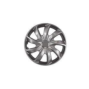NRM Enjoliveurs Universels STIG Graphite 14" - Couvre-roues en Plastique ABS Argent - Lot de 4