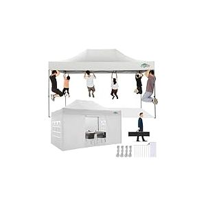 COBIZI Tonnelle Pliante 3x4.5 Tonnelle de Jardin avec 4 Panneaux Lat&eacute;raux, &eacute;tanche, Stable, Pliable, Ext&eacute;rieur, Protection UV 50+, Blanc