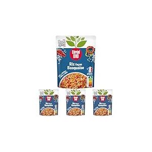 C&eacute;r&eacute;al Bio Riz Bio, Poivrons, Tomates, Piment d&rsquo;Espelette &ndash; Plat Cuisin&eacute; Bio Individuel, Micro-Ondable, Pr&ecirc;t &agrave; R&eacute;chauffer &ndash; 260g (Lot de 4)