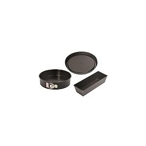 Kaiser Original Classic Lot de 3 moules à charnière Ø 26 cm, Moule à gâteau Royal, Moule à Fond de Fruits Ø 30 cm, fabriqué en Allemagne avec revêtement antiadhésif, Acier, Noir, 32 x 31 x 12