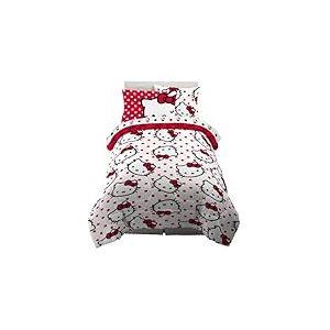 Franco Parure de lit 5 pièces en Microfibre pour lit Simple Rouge Hello Kitty