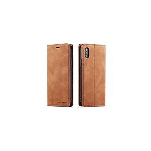 QLTYPRI Coque pour iPhone X/iPhone XS, Housse en Cuir Premium PU Portefeuille Etui, [Fentes pour Cartes] [Fermoir Magn&eacute;tique] [Stand Fonction] Flip Coque pour iPhone X/iPhone XS - Marron