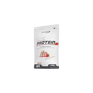 Best Body Nutrition Gourmet Premium Pro Protein, Crème de fraise, Shake protéiné à 4 composants: Caséinate, concentré de whey, isolat de whey, protéine d'œuf, sachet zippé de 1 kg