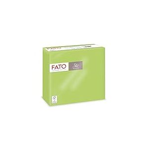 Fato, serviettes en papier jetables, douceur et moelleux, paquet de 40 serviettes, format 38x38 pli&eacute;es en 4, 2 plis, couleur vert pomme, 100% pur papier cellulosique, FSC Certified