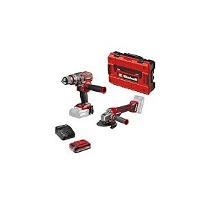 Einhell Professional Pack 2 machines sans fil BL - Power X-Change (Meuleuse d'angle AXXIO 18/125 CE Q, Perceuse percussion TP-CD 18/80 Li-i BL) + Twincharger et 2 Batteries 4,0Ah + 1 Coffret E-Case