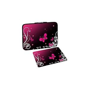 PEDEA Motif Housse de Protection pour Ordinateur Portable jusqu'à 33,8 cm avec Tapis de Souris, Papillon, 13.3 inch with Mouse Pad