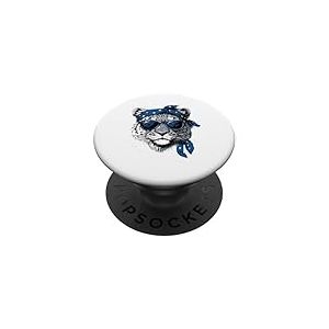 Tête de léopard des neiges, léopard blanc, amateur de léopard des neiges PopSockets PopGrip Adhésif