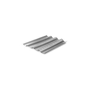 LACOR - 68450 - Moule à Baguette, Moule Antiadhésif, Collection Delize, Microperforé, Sans PFOA, Va au Four, au Réfrigérateur et au Congélateur, Acier au Carbone, 38x33 cm, Hauteur 2,6 cm, 4 Cavités