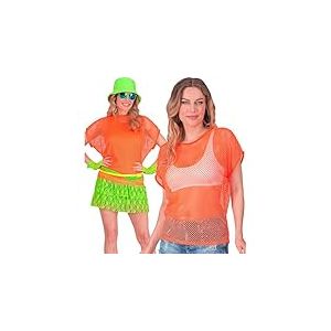W WIDMANN MILANO Party Fashion - Haut en résille pour femmes, t-shirt en résille, fluo pour festivals et carnaval