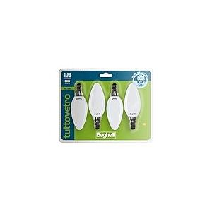 Beghelli - Ampoule LED TUTTOVETRO E14 Lumière Froide, 5W, 600lm, 6500K, Verre Opale, Efficace, Installation Facile, Durée de Vie de 15000 Heures, 4 pièces, Couleur : Lumière Froide