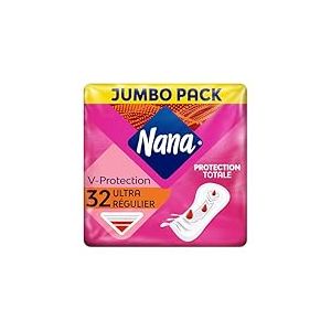 Nana Ultra Régulier Serviettes Hygiéniques - Flux Modérés - 32 Serviettes En Pochette Individuelle