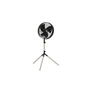Farelek 112028 Ventilateur de Table, Métal, Noir et Bois