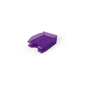 Durable - Corbeille &agrave; courrier Basic A4 - Banette Rangement de Bureau - pour classer et Ranger Vos Documents - pour Documents A4+ - Superposable - 1 pi&egrave;ce - Violet Transparent - 1701674992