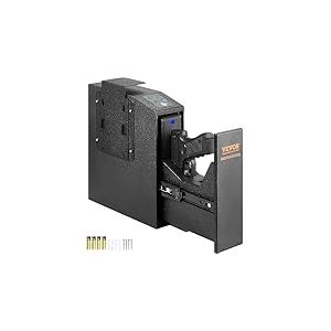 VEVOR Coffre-Fort de Pistolet en Acier Coffre-Fort Biométrique pour 1 Pistolet 3 Moyens de Déverrouillage par Empreintes Digitales Clés Combinaison pour Bijoux Armes de Poing Domicile 25,5x9,5x32 cm