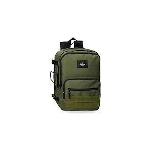 Pepe Jeans Aris Sac &agrave; dos pour ordinateur portable double compartiment 15,6 pouces 31 x 44 x 17,5 cm Sac &agrave; dos scolaire Polyester by Joumma Bags, kaki, 25cm x 40cm x 20cm, Sac &agrave; dos cabine