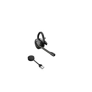 Jabra Engage 55 - Micro-casque convertible sans fil avec Earhook, Serre-tête & tour de nuque - Link 400 USB-A, Micro à réduction de bruit, Longue portée, Protection auditive - Certifié Teams - Noir